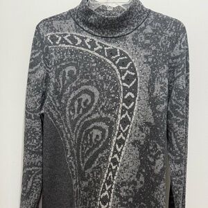 Chicos Gray Mockneck Tunic Soft Sweater, Size 2 Medium